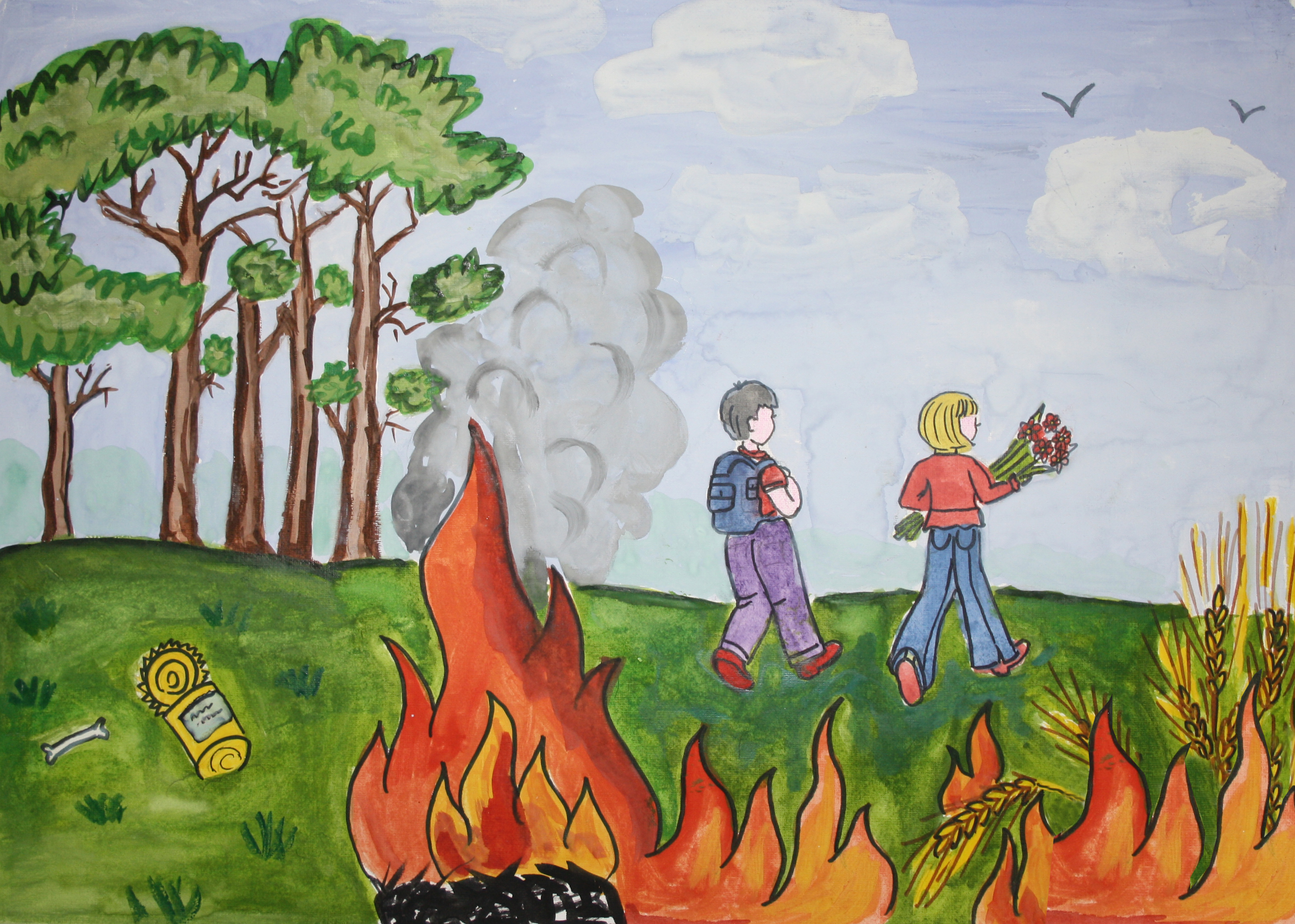 «Берегите природу», бумага, акварель, 30x40, 2010