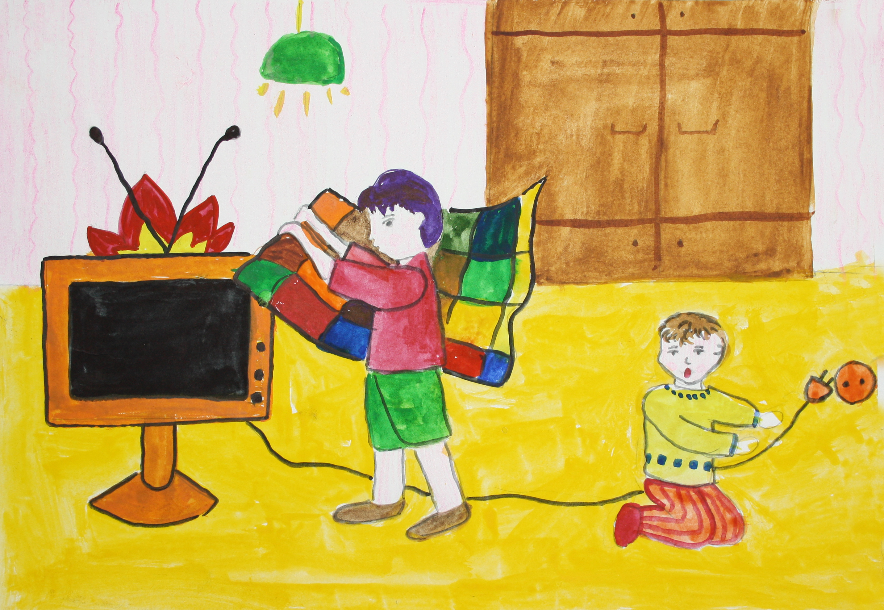 «Пожар», бумага, акварель, 20x28, 2009