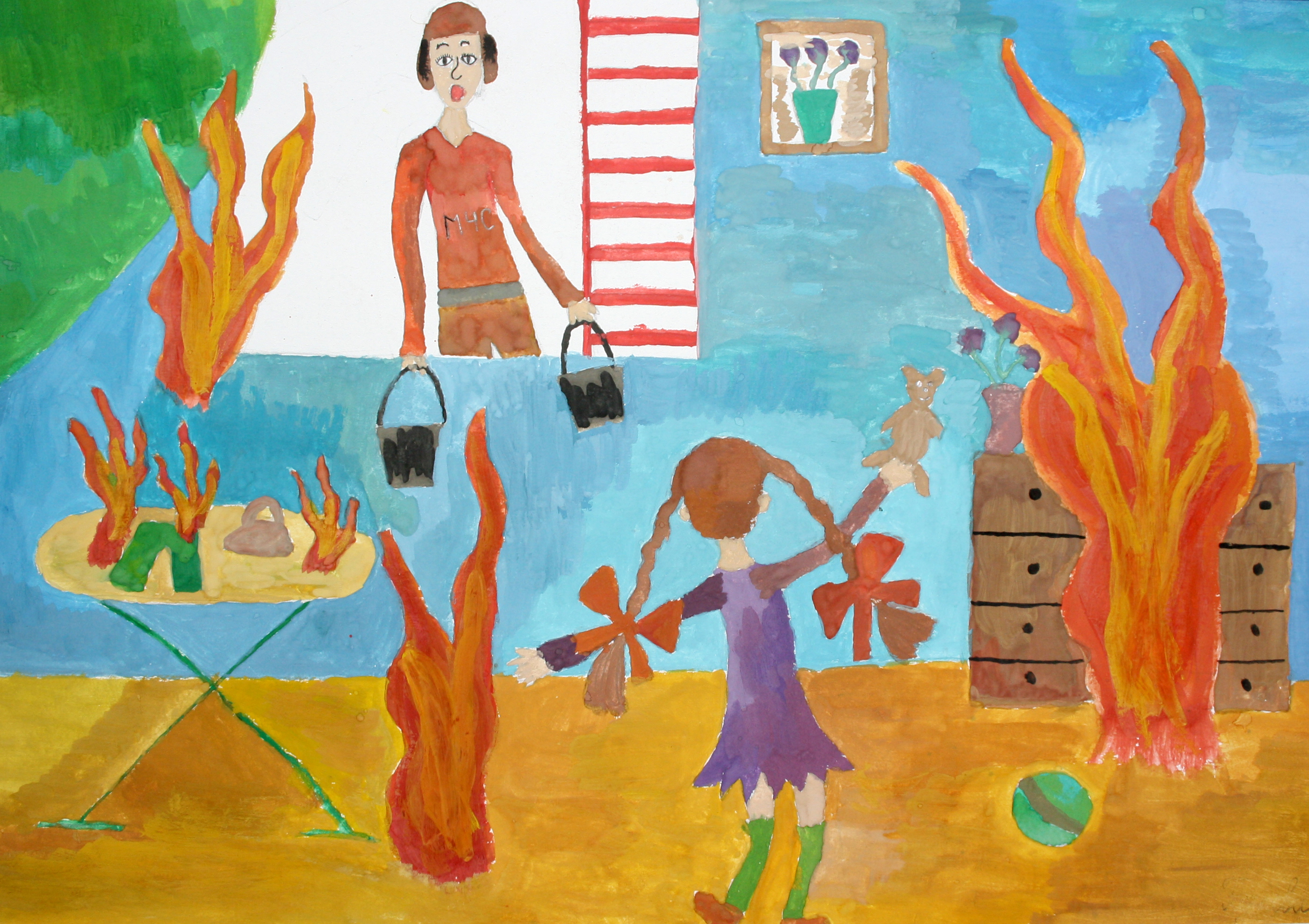 «Не играй с огнём», бумага, гуашь,30x41, 2010